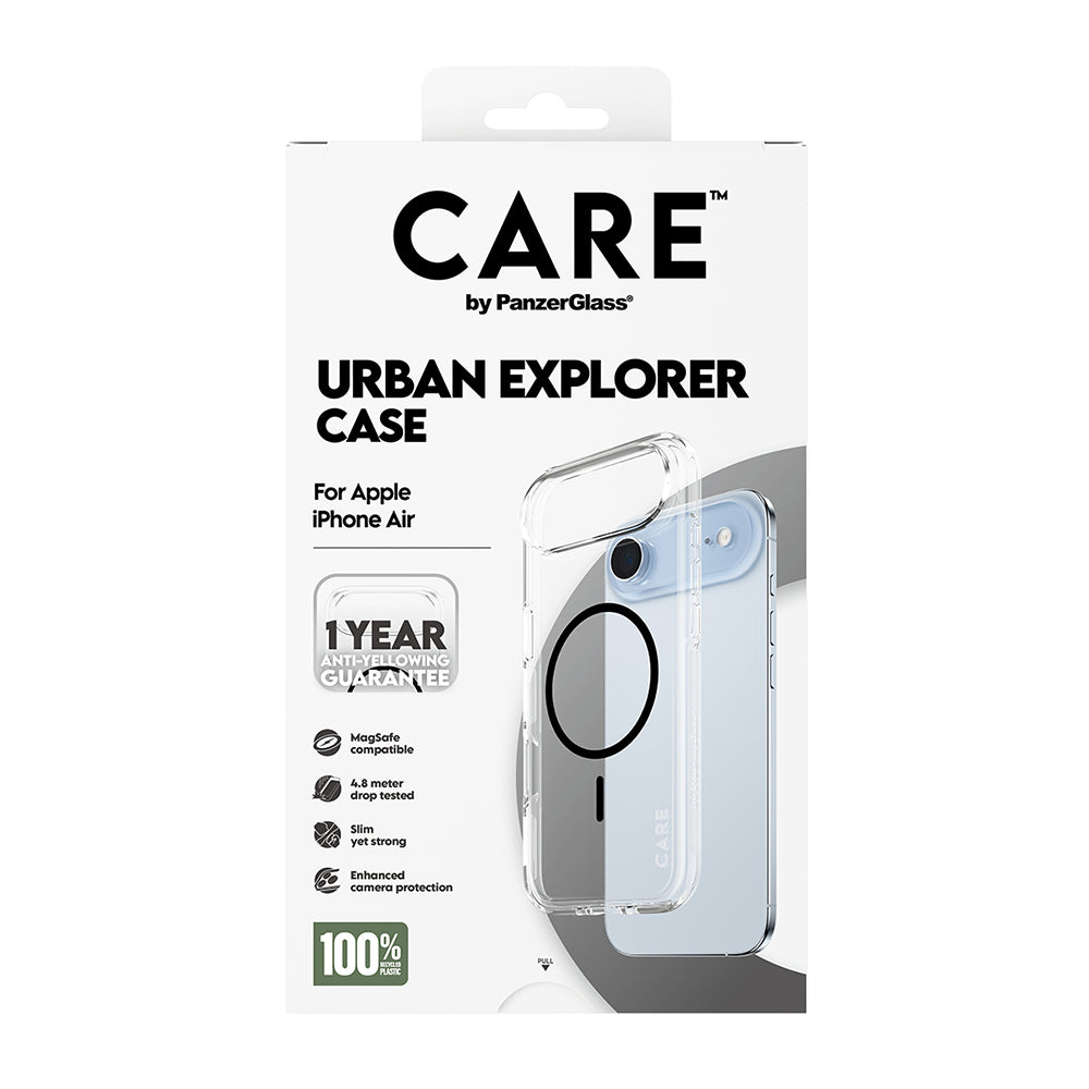 MagSafe hoesje voor Apple iPhone 17 Air, PanzerGlass, Care Urban Explorer, Zwart Transparant