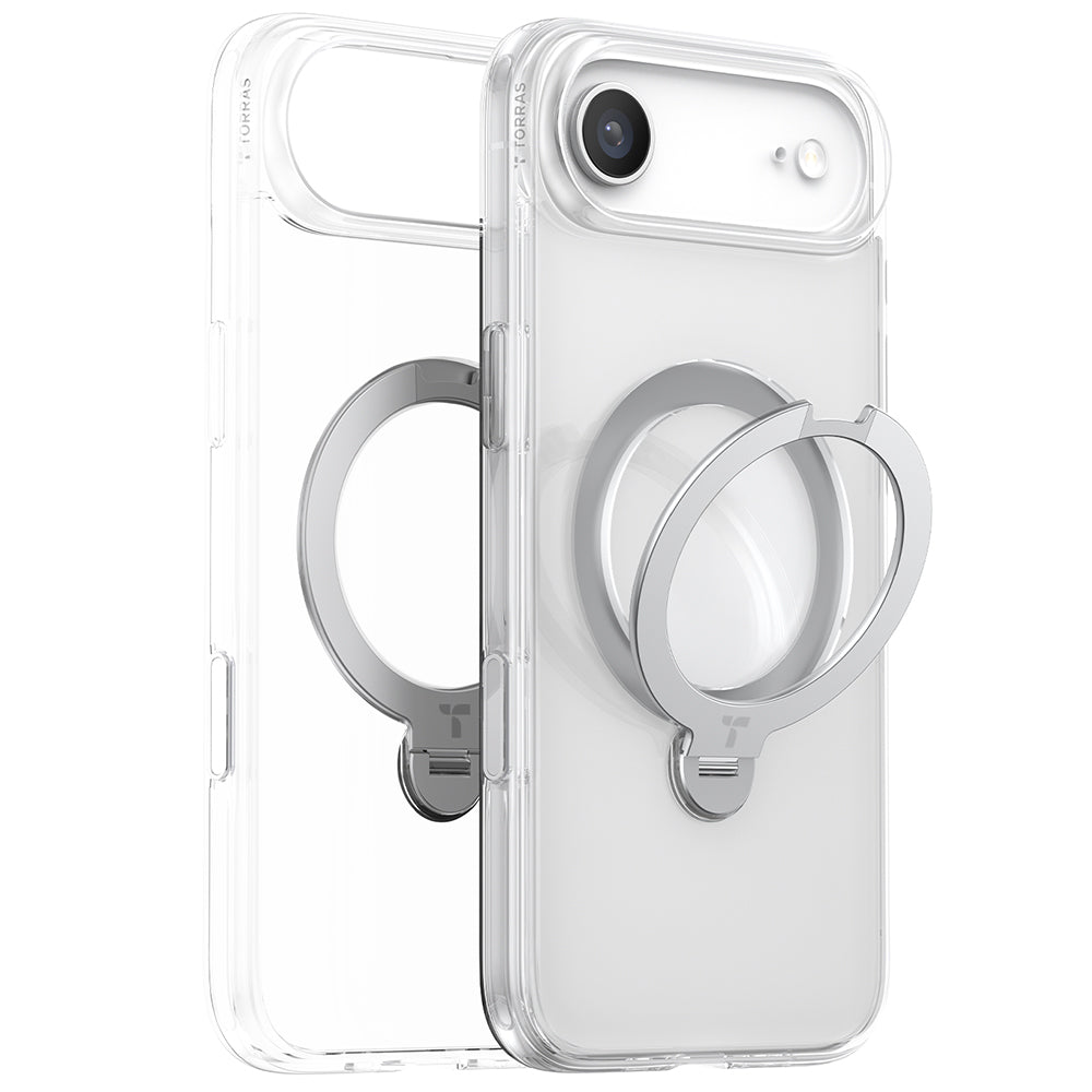MagSafe hoesje voor Apple iPhone 17 Air, Torras, Ostand Spin, Transparant