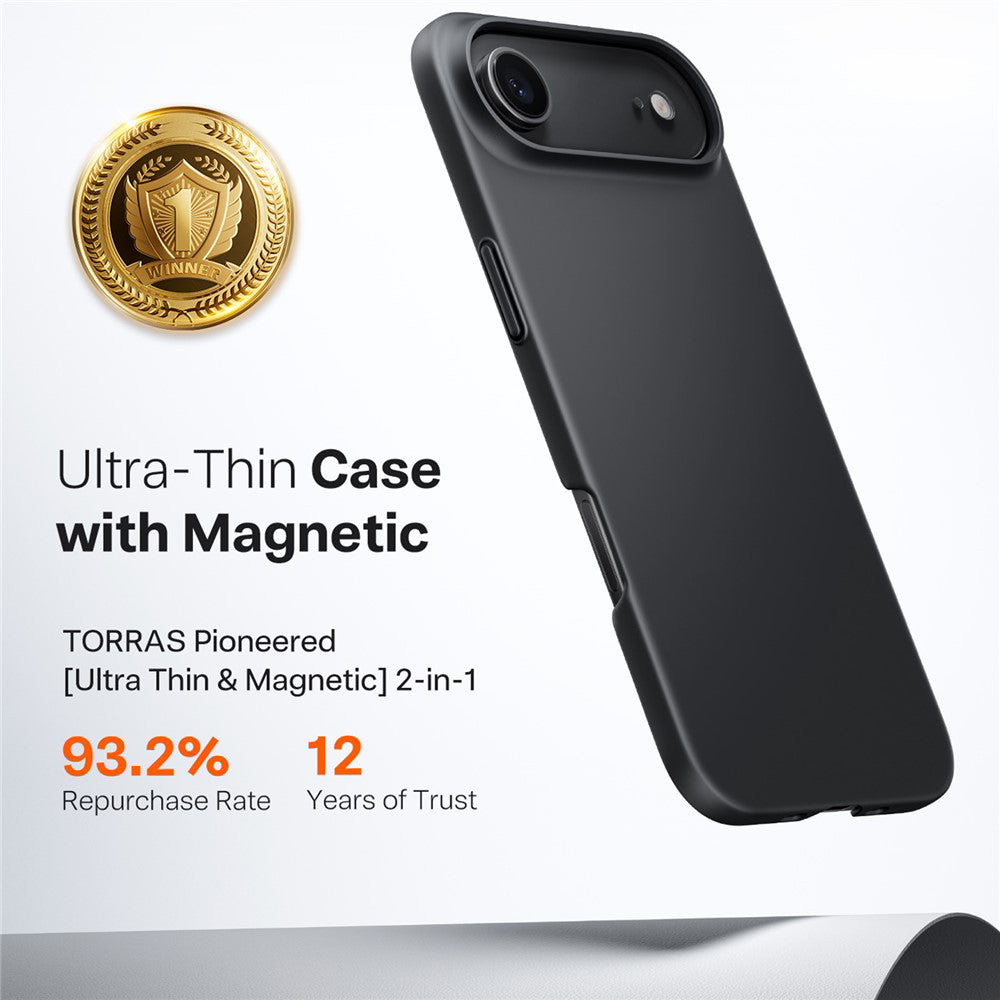 MagSafe hoes voor Apple iPhone 17 Air, Torras, SlimFit, Zwart