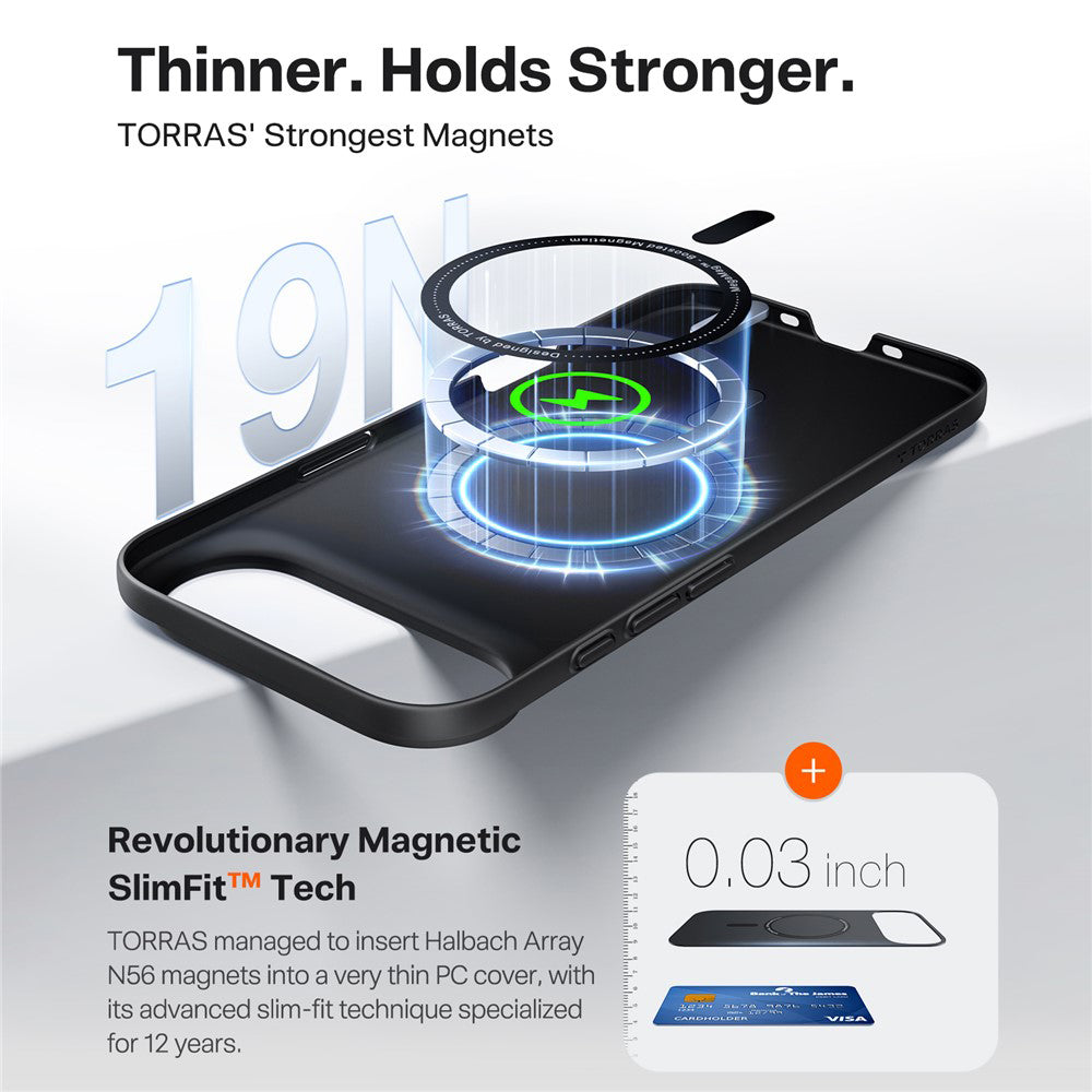 MagSafe hoes voor Apple iPhone 17 Air, Torras, SlimFit, Zwart