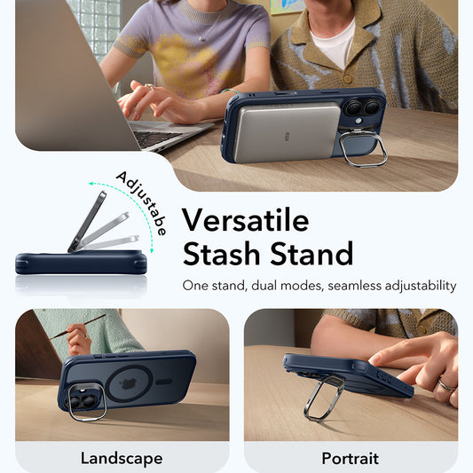 MagSafe hoesje voor Apple iPhone 17, ESR, Classic Hybrid Kickstand, Satijnblauw