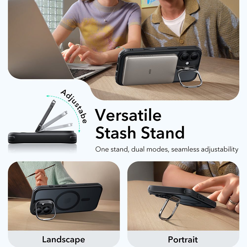 MagSafe hoes voor Apple iPhone 17, ESR, Classic Hybrid Kickstand, Satijnzwart