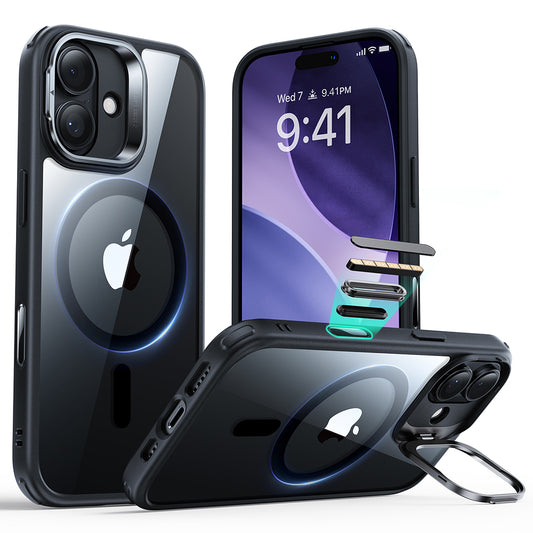 MagSafe hoes voor Apple iPhone 17, ESR, Classic Hybrid Kickstand, Transparant Zwart