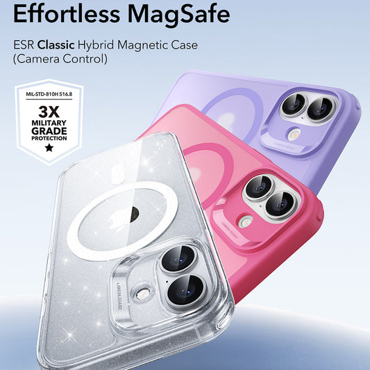 MagSafe hoesje voor Apple iPhone 17, ESR, Classic Hybrid Shimmer, Transparant