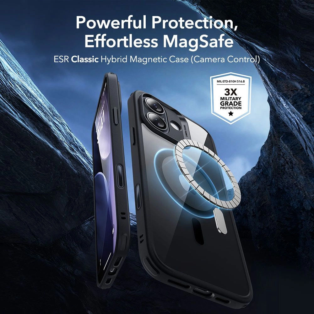MagSafe hoes voor Apple iPhone 17, ESR, Classic Hybrid met schermbeschermer, Transparant Zwart