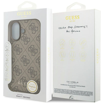 MagSafe hoesje voor Apple iPhone 17, Guess, 4G Charm Cradle, Bruin