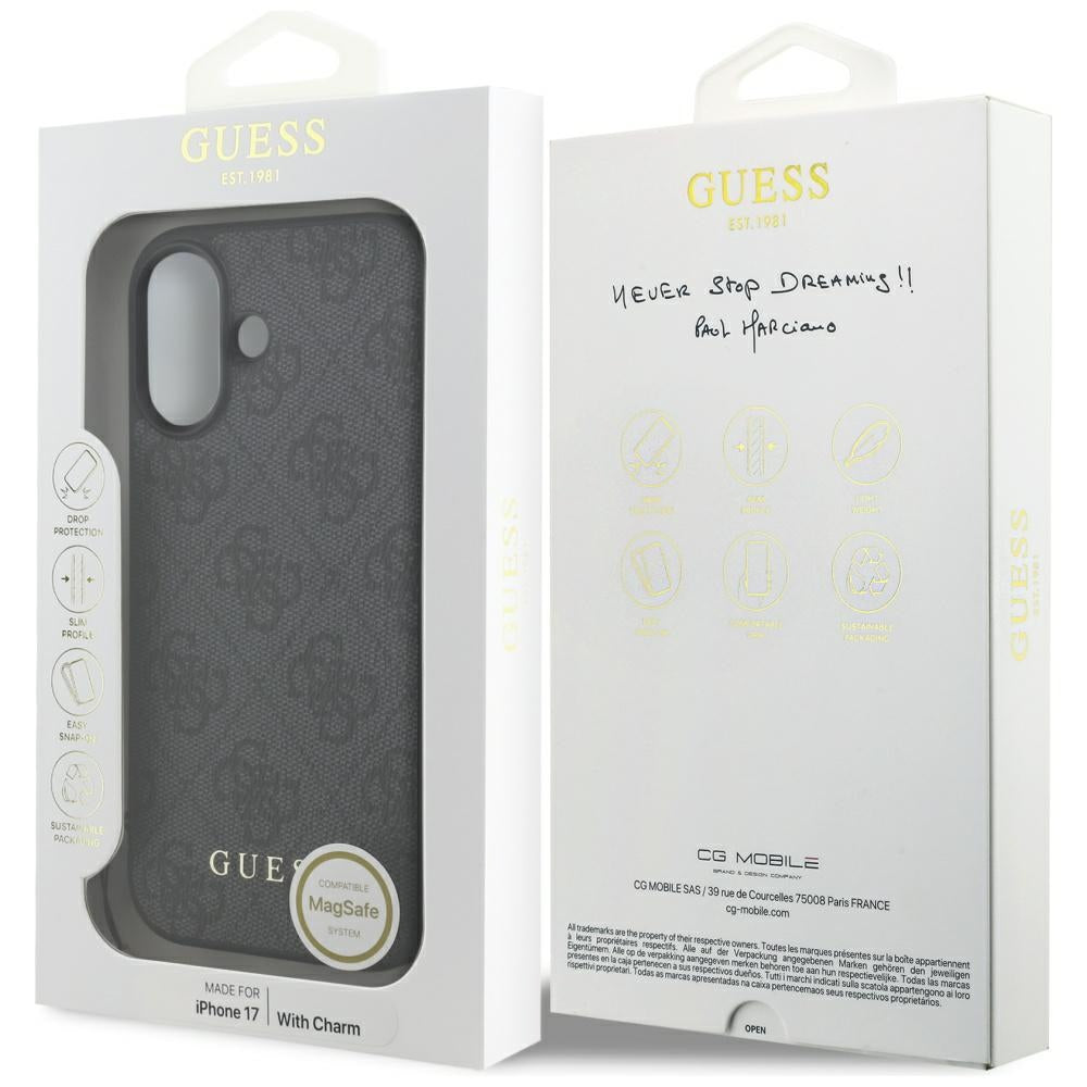 MagSafe hoesje voor Apple iPhone 17, Guess, 4G Charm Cradle, Zwart