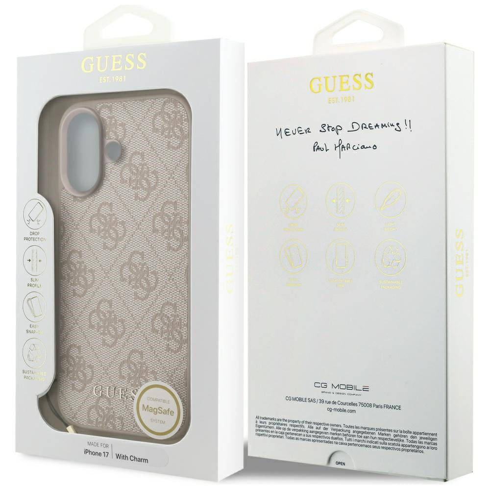 MagSafe hoesje voor Apple iPhone 17, Guess, 4G Charm Cradle, Roze