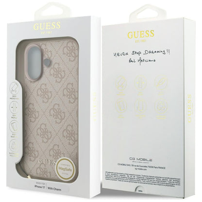 MagSafe hoesje voor Apple iPhone 17, Guess, 4G Charm Cradle, Roze