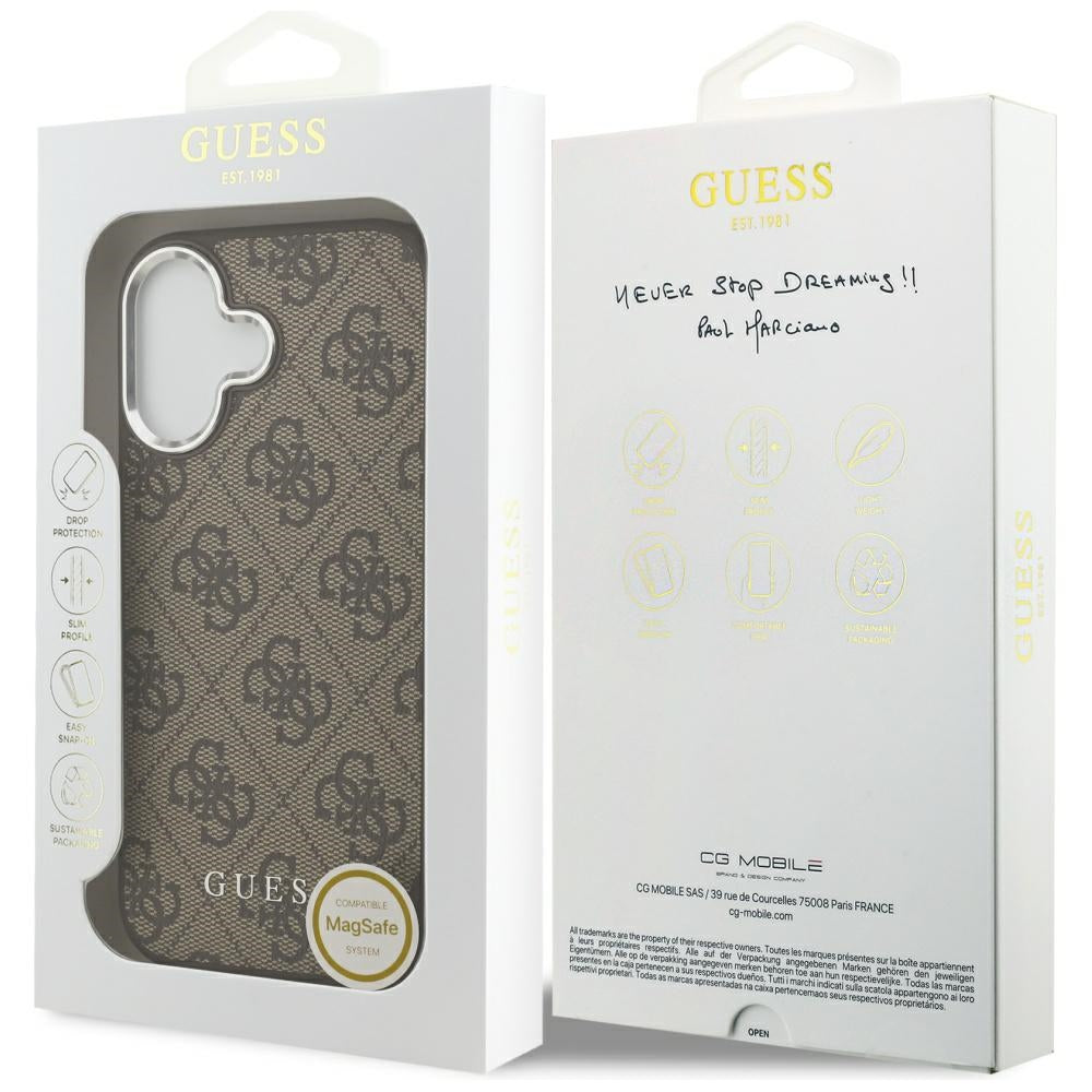 MagSafe hoesje voor Apple iPhone 17, Guess, 4G Classic Logo, Bruin