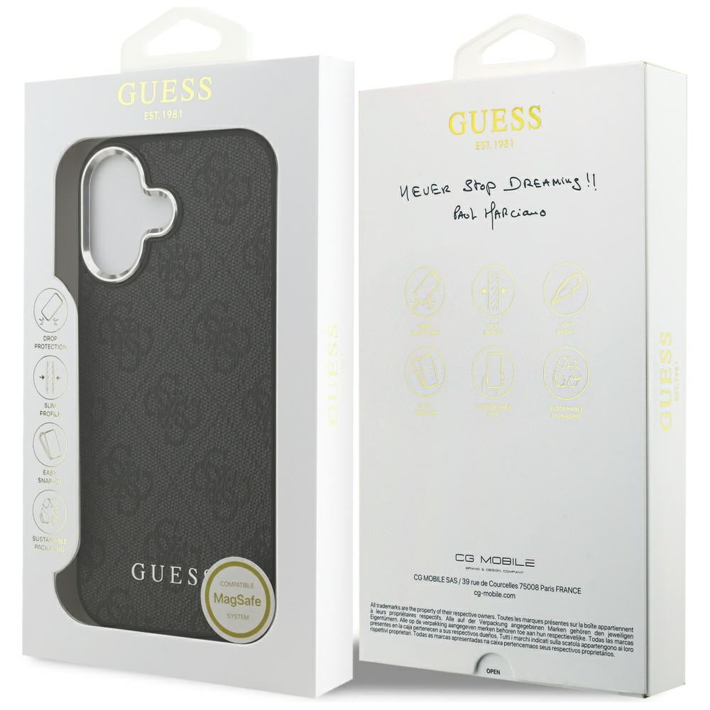 MagSafe hoesje voor Apple iPhone 17, Guess, 4G Classic Logo, Zwart