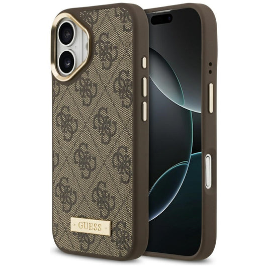 MagSafe hoesje voor Apple iPhone 17, Guess, 4G Logo Plate, Bruin