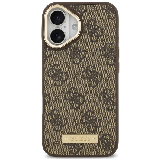 MagSafe hoesje voor Apple iPhone 17, Guess, 4G Logo Plate, Bruin