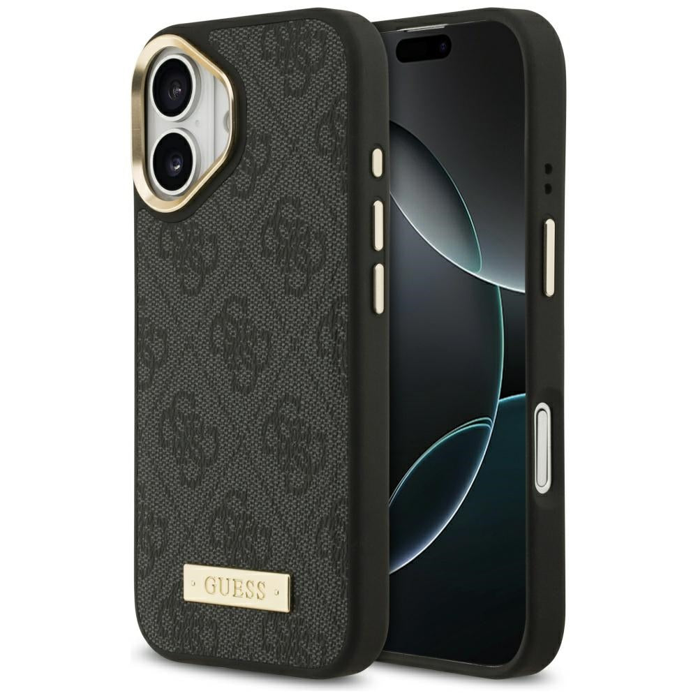 MagSafe-hoesje voor Apple iPhone 17, Guess, 4G Logo Plate, Zwart