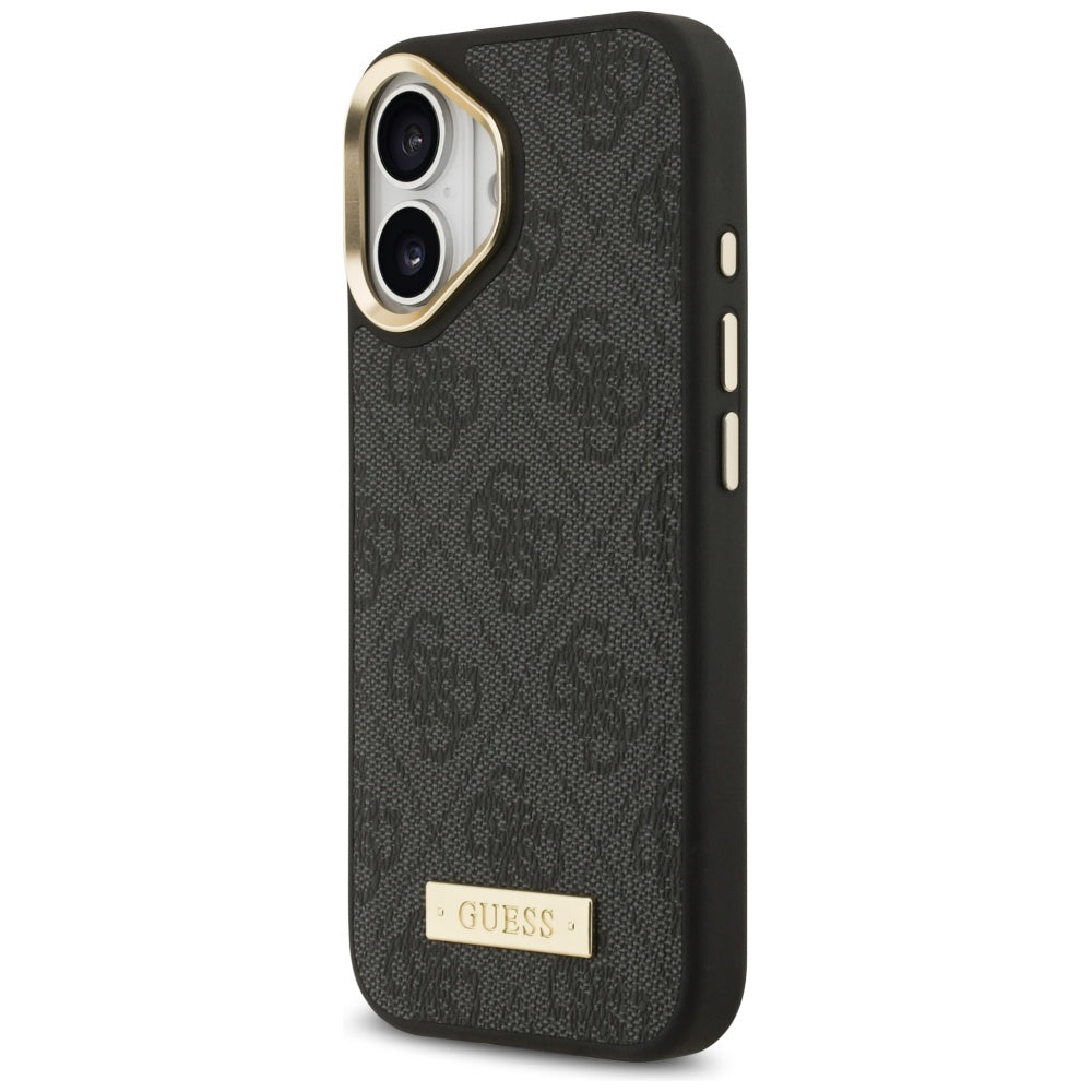 MagSafe-hoesje voor Apple iPhone 17, Guess, 4G Logo Plate, Zwart