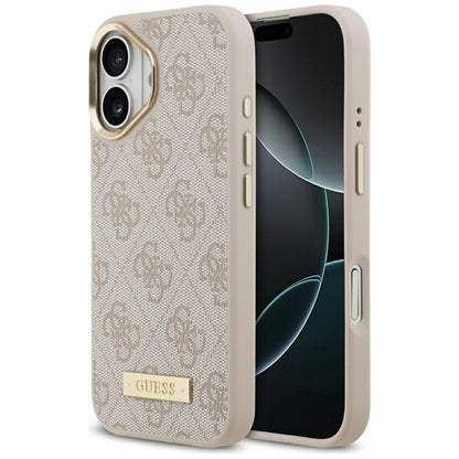 MagSafe hoesje voor Apple iPhone 17, Guess, 4G Logo Plate, Roze