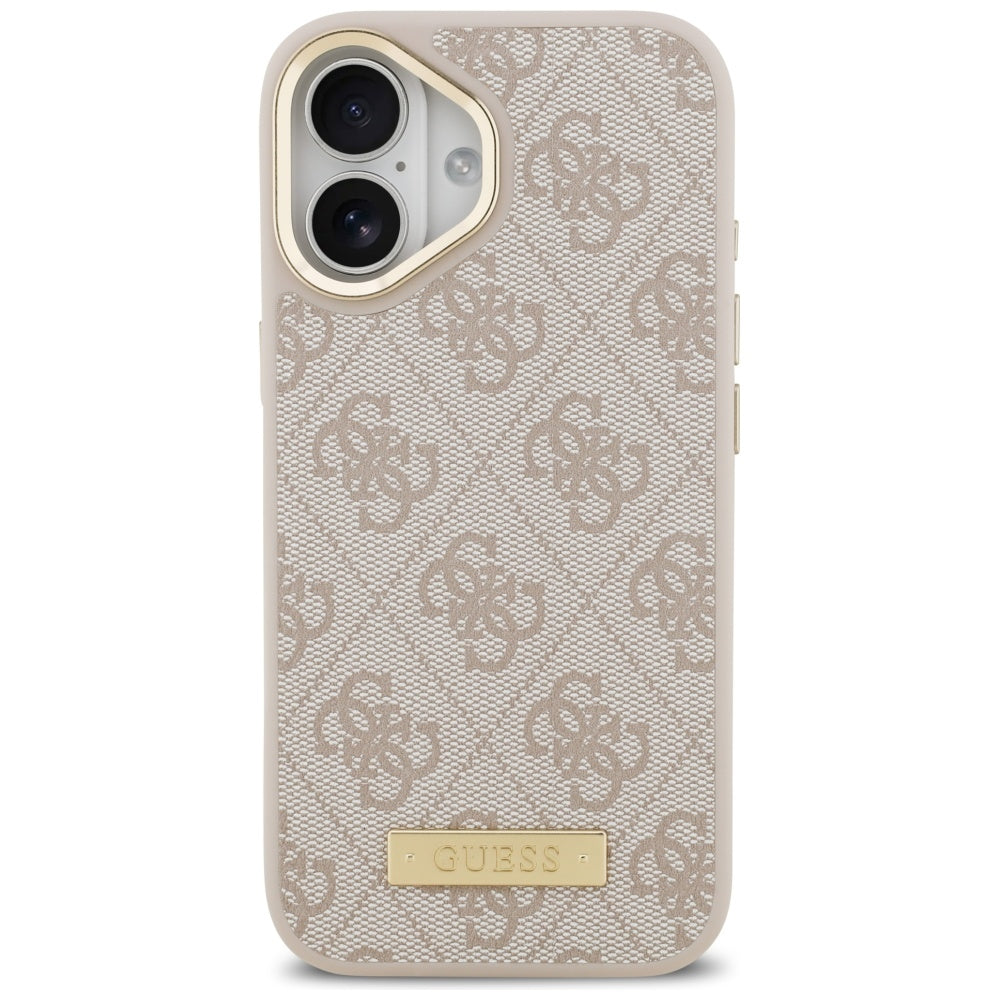 MagSafe hoesje voor Apple iPhone 17, Guess, 4G Logo Plate, Roze