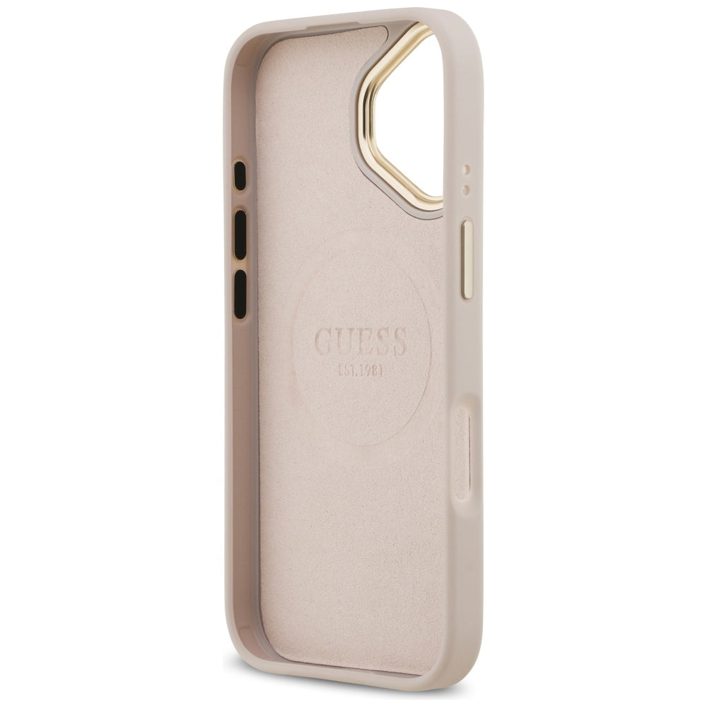 MagSafe hoesje voor Apple iPhone 17, Guess, 4G Logo Plate, Roze