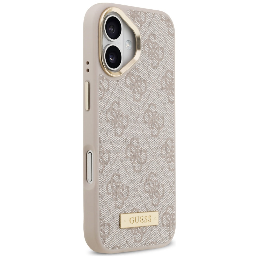 MagSafe hoesje voor Apple iPhone 17, Guess, 4G Logo Plate, Roze