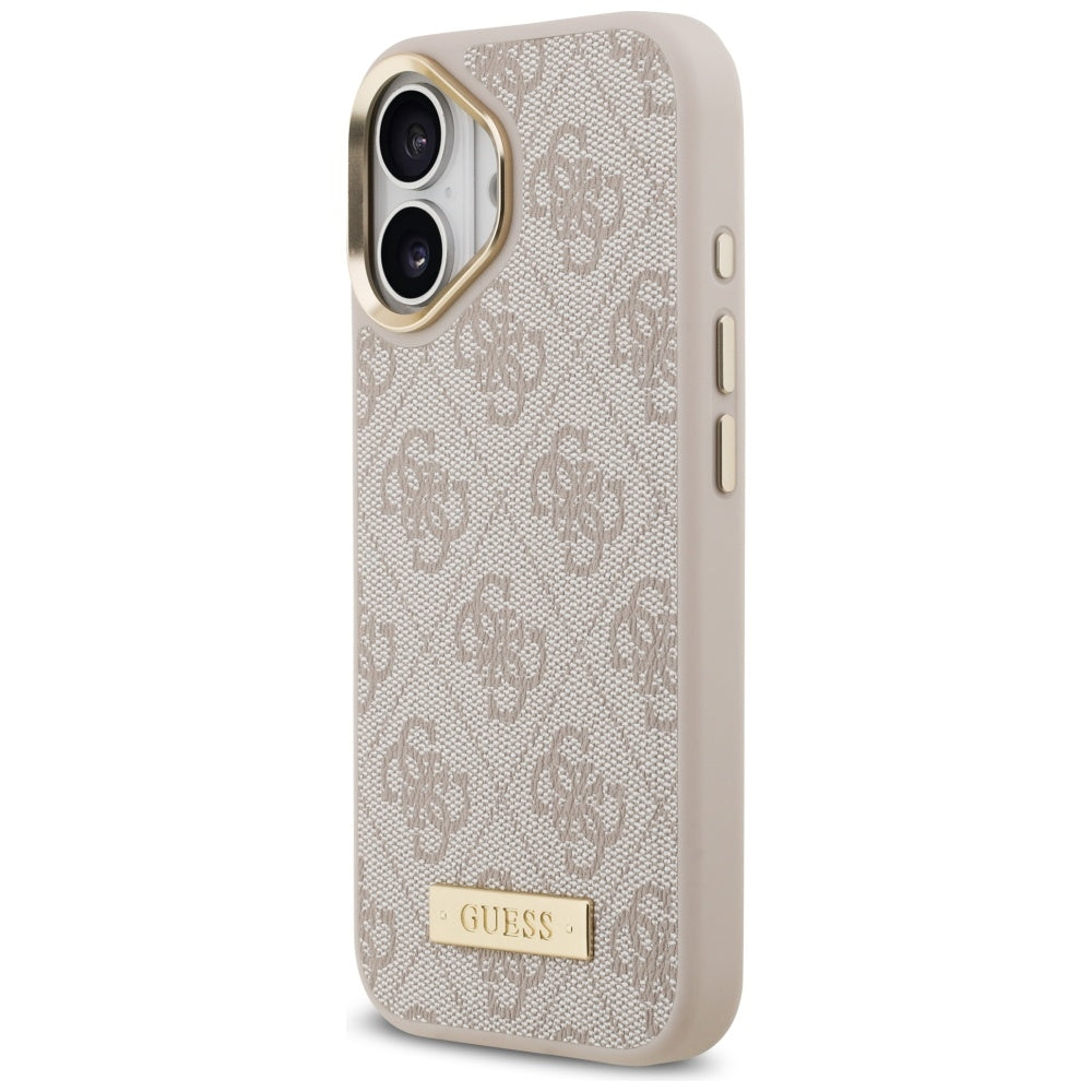 MagSafe hoesje voor Apple iPhone 17, Guess, 4G Logo Plate, Roze