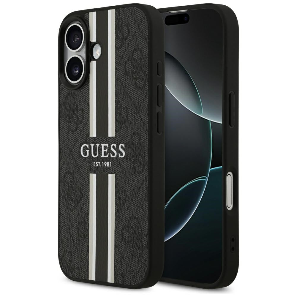 MagSafe hoesje voor Apple iPhone 17, Guess, 4G Printed Stripes, Zwart