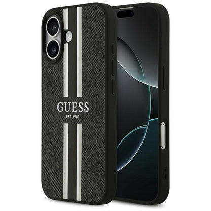 MagSafe hoesje voor Apple iPhone 17, Guess, 4G Printed Stripes, Zwart