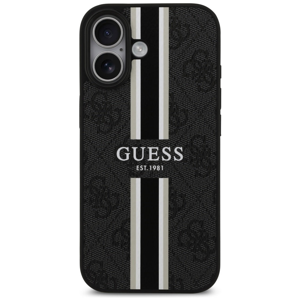 MagSafe hoesje voor Apple iPhone 17, Guess, 4G Printed Stripes, Zwart