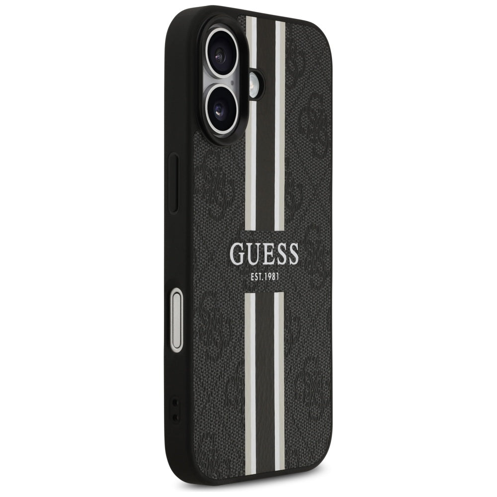 MagSafe hoesje voor Apple iPhone 17, Guess, 4G Printed Stripes, Zwart