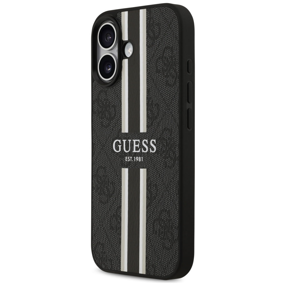 MagSafe hoesje voor Apple iPhone 17, Guess, 4G Printed Stripes, Zwart