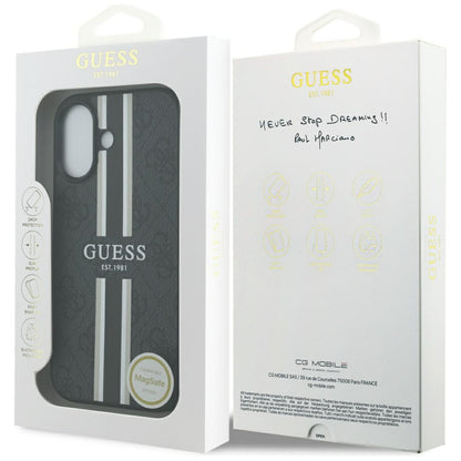 MagSafe hoesje voor Apple iPhone 17, Guess, 4G Printed Stripes, Zwart
