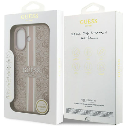 MagSafe hoesje voor Apple iPhone 17, Guess, 4G Printed Stripes, Roze