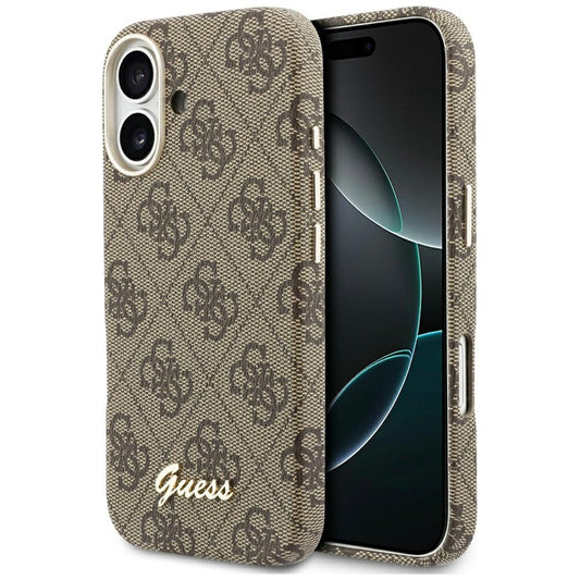 MagSafe hoesje voor Apple iPhone 17, Guess, 4G Script Logo, Bruin
