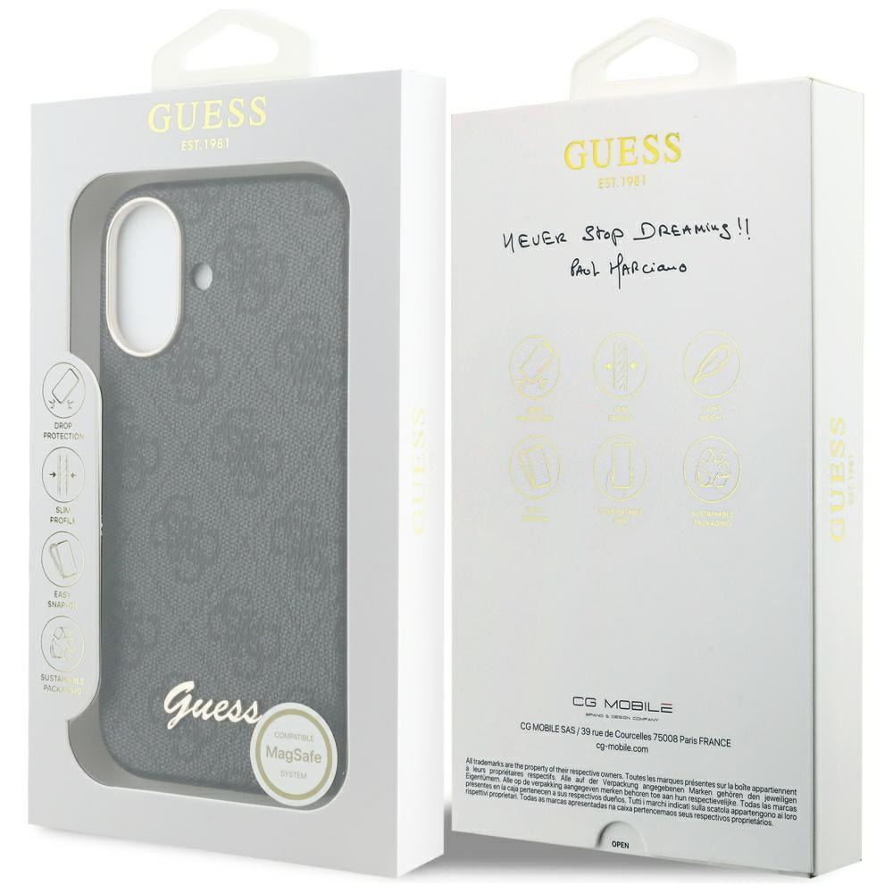 MagSafe hoesje voor Apple iPhone 17, Guess, 4G Script Logo, Zwart