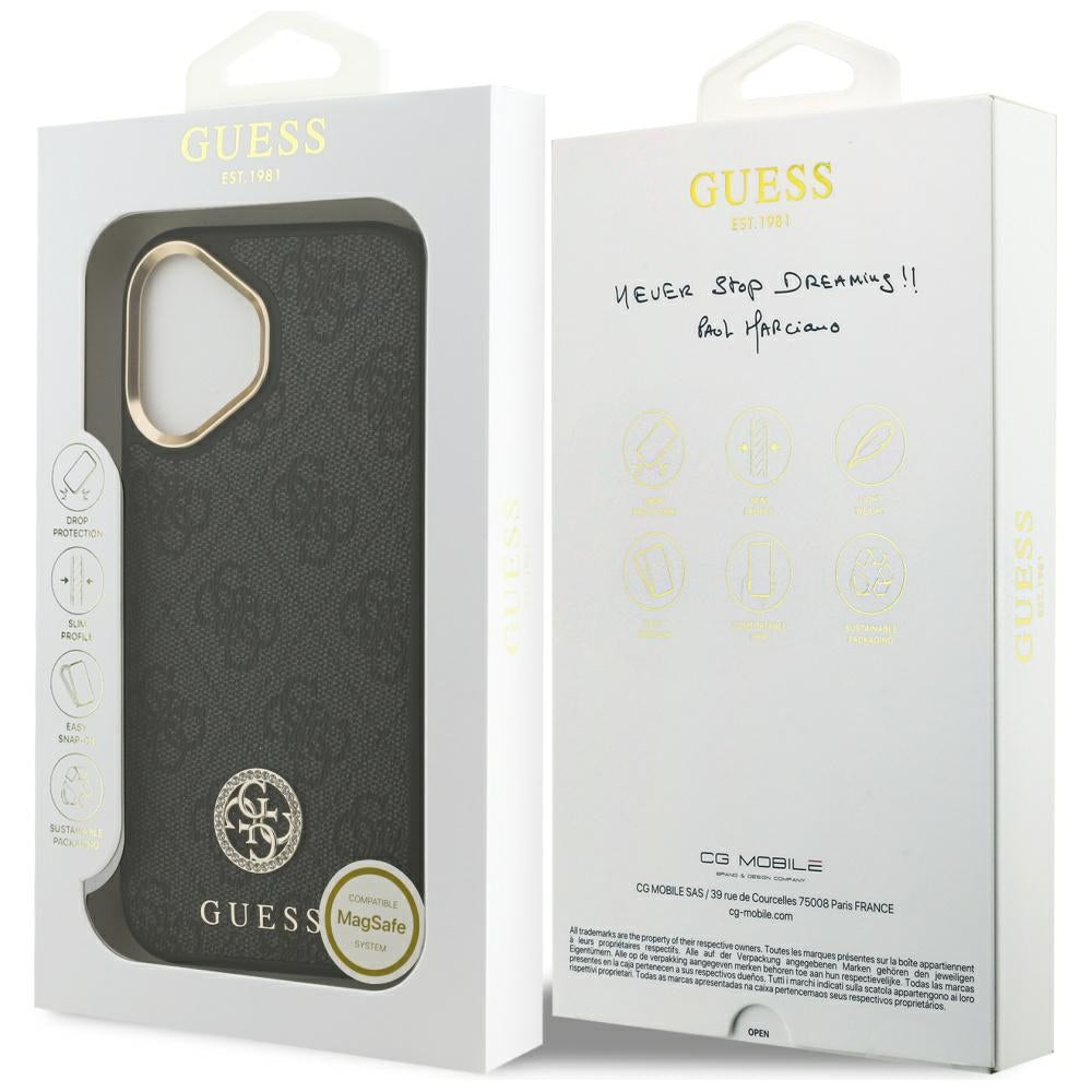 MagSafe hoesje voor Apple iPhone 17, Guess, 4G Strass Logo, Zwart