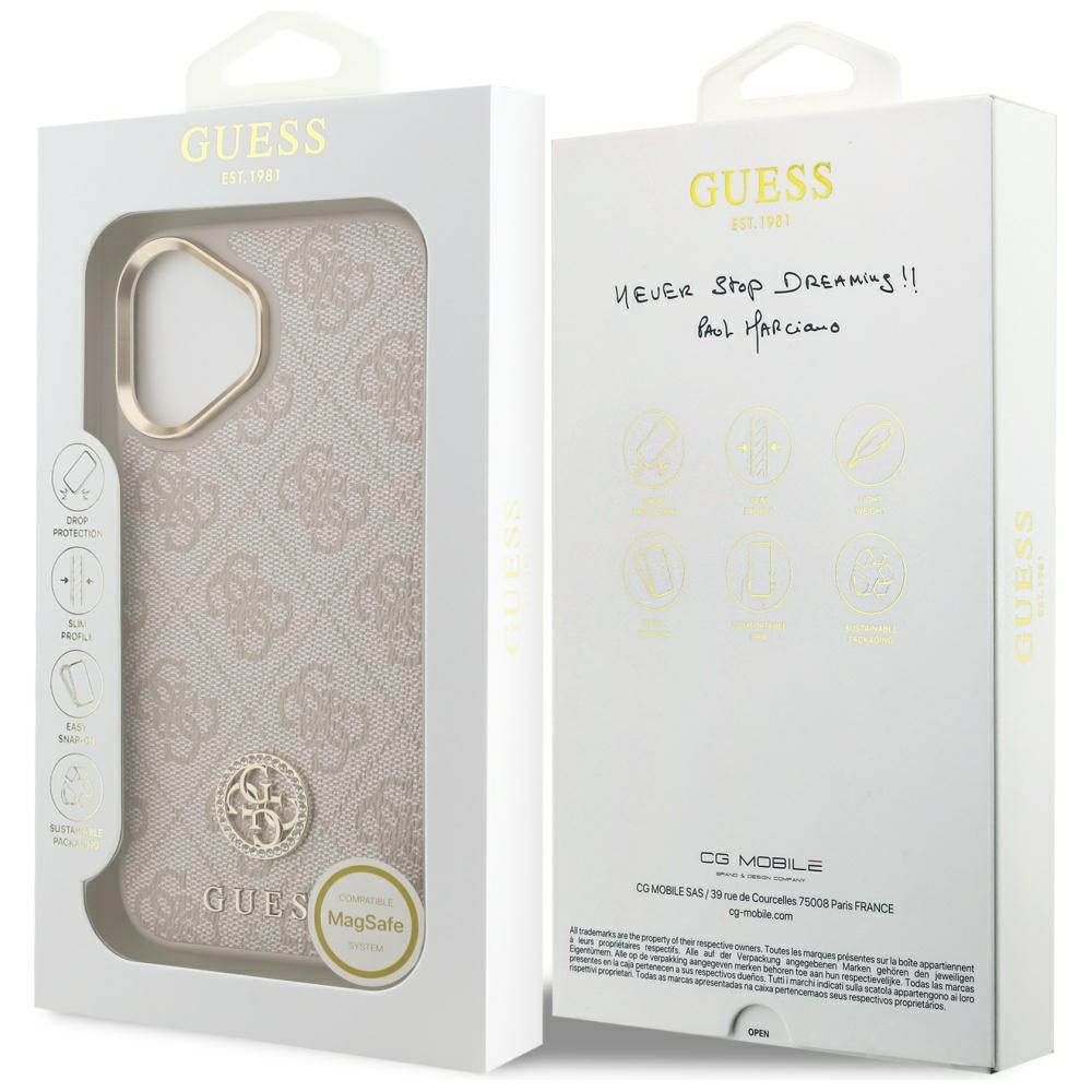 MagSafe hoesje voor Apple iPhone 17, Guess, 4G Strass Logo, Roze