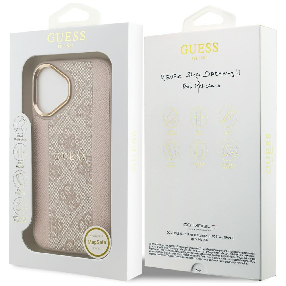 MagSafe hoesje voor Apple iPhone 17, Guess, 4G Stripe, Roze