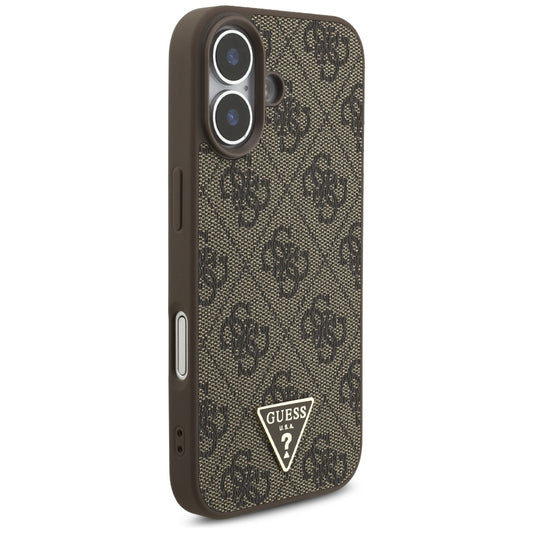 MagSafe hoesje voor Apple iPhone 17, Guess, 4G Triangle Logo Cord Strap, Bruin