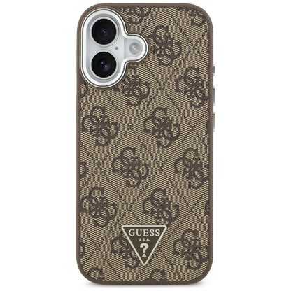 MagSafe hoesje voor Apple iPhone 17, Guess, 4G Triangle Logo, Bruin Zilver