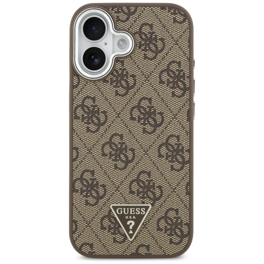 MagSafe hoesje voor Apple iPhone 17, Guess, 4G Triangle Logo, Bruin Zilver