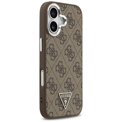 MagSafe hoesje voor Apple iPhone 17, Guess, 4G Triangle Logo, Bruin Zilver