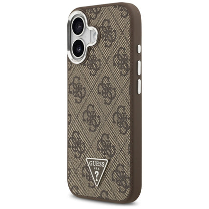 MagSafe hoesje voor Apple iPhone 17, Guess, 4G Triangle Logo, Bruin Zilver