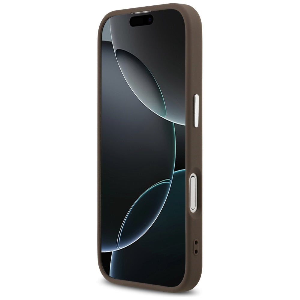 MagSafe hoesje voor Apple iPhone 17, Guess, 4G Triangle Logo, Bruin Zilver