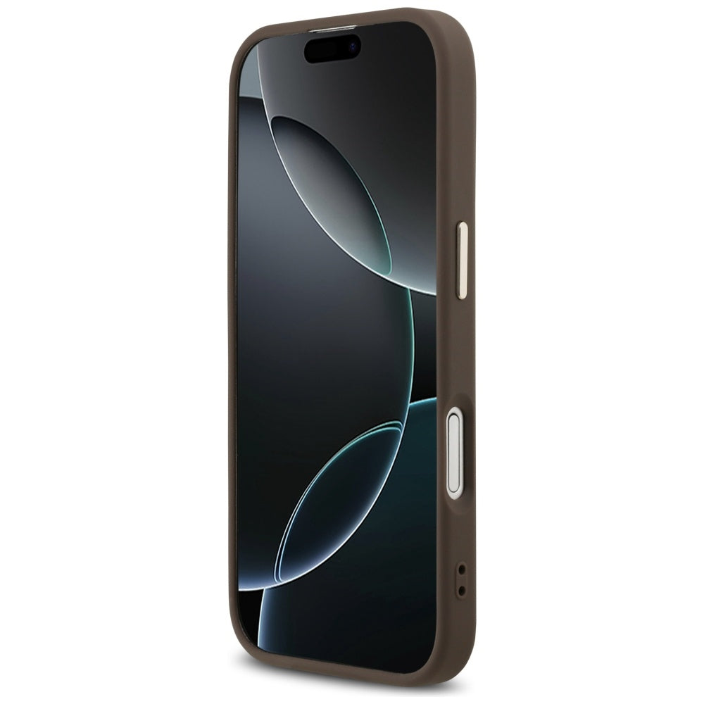MagSafe hoesje voor Apple iPhone 17, Guess, 4G Triangle Logo, Goudbruin