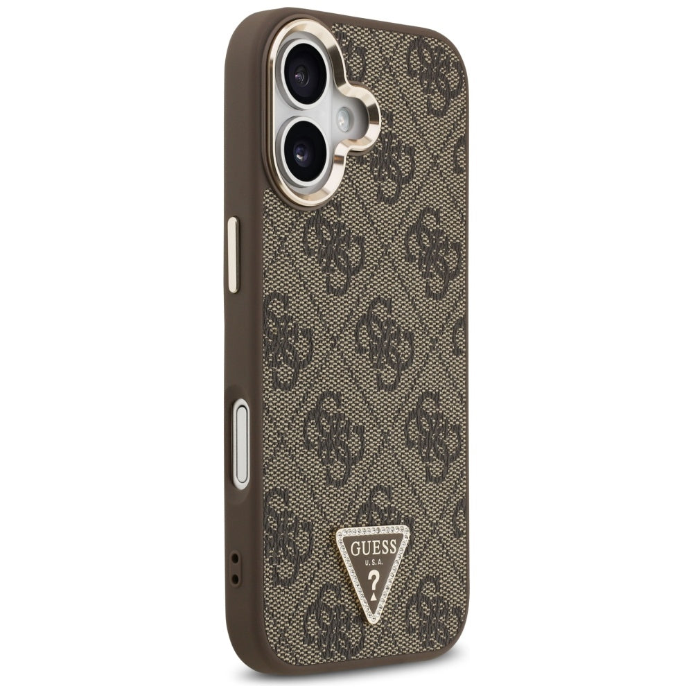 MagSafe hoesje voor Apple iPhone 17, Guess, 4G Triangle Logo, Goudbruin