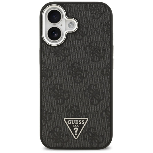 MagSafe hoesje voor Apple iPhone 17, Guess, 4G Triangle Logo, Zwart Zilver