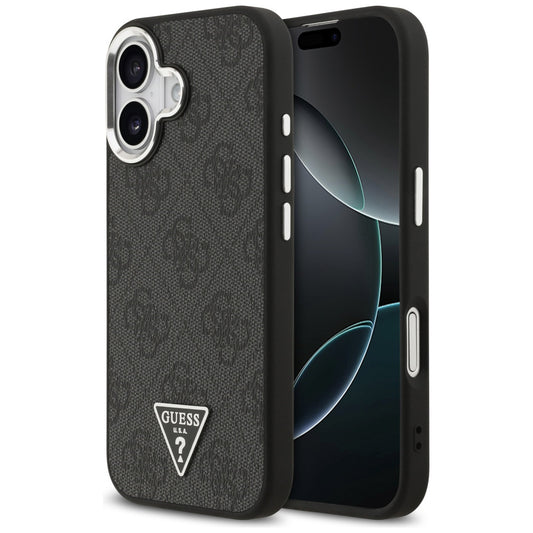 MagSafe hoesje voor Apple iPhone 17, Guess, 4G Triangle Logo, Zwart Zilver