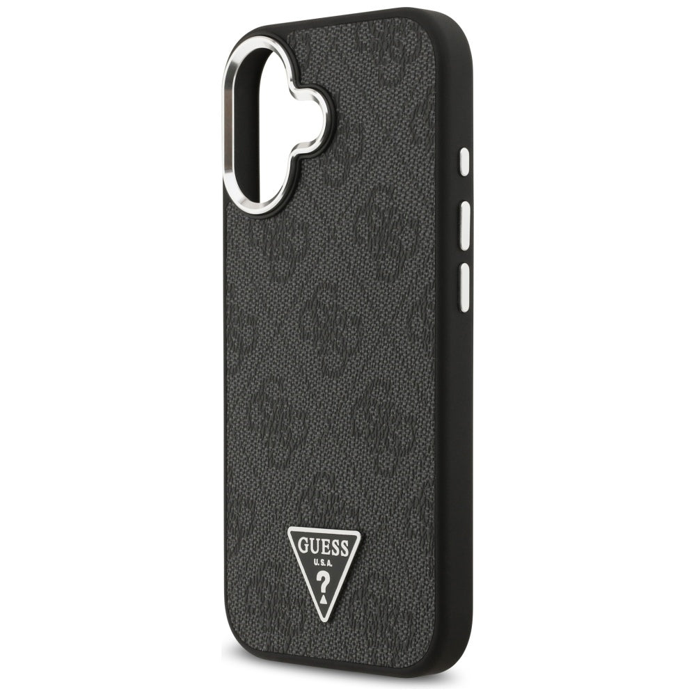 MagSafe hoesje voor Apple iPhone 17, Guess, 4G Triangle Logo, Zwart Zilver