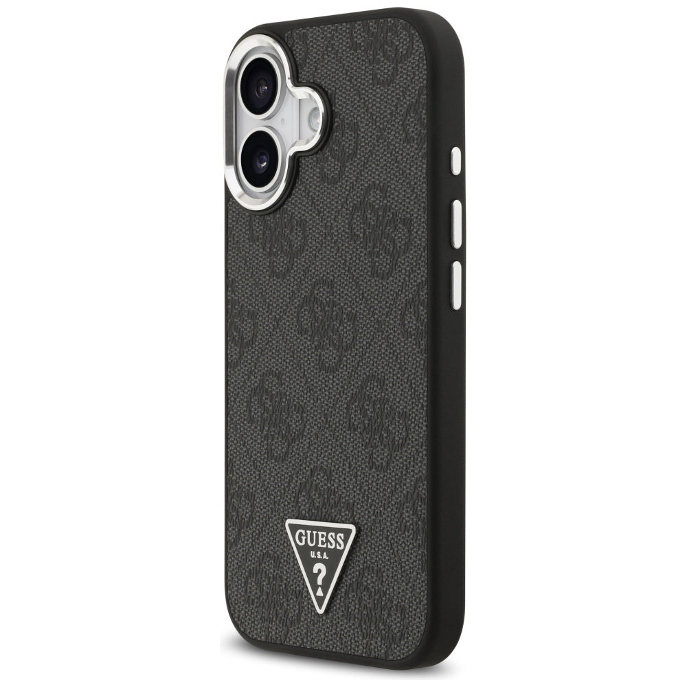 MagSafe hoesje voor Apple iPhone 17, Guess, 4G Triangle Logo, Zwart Zilver