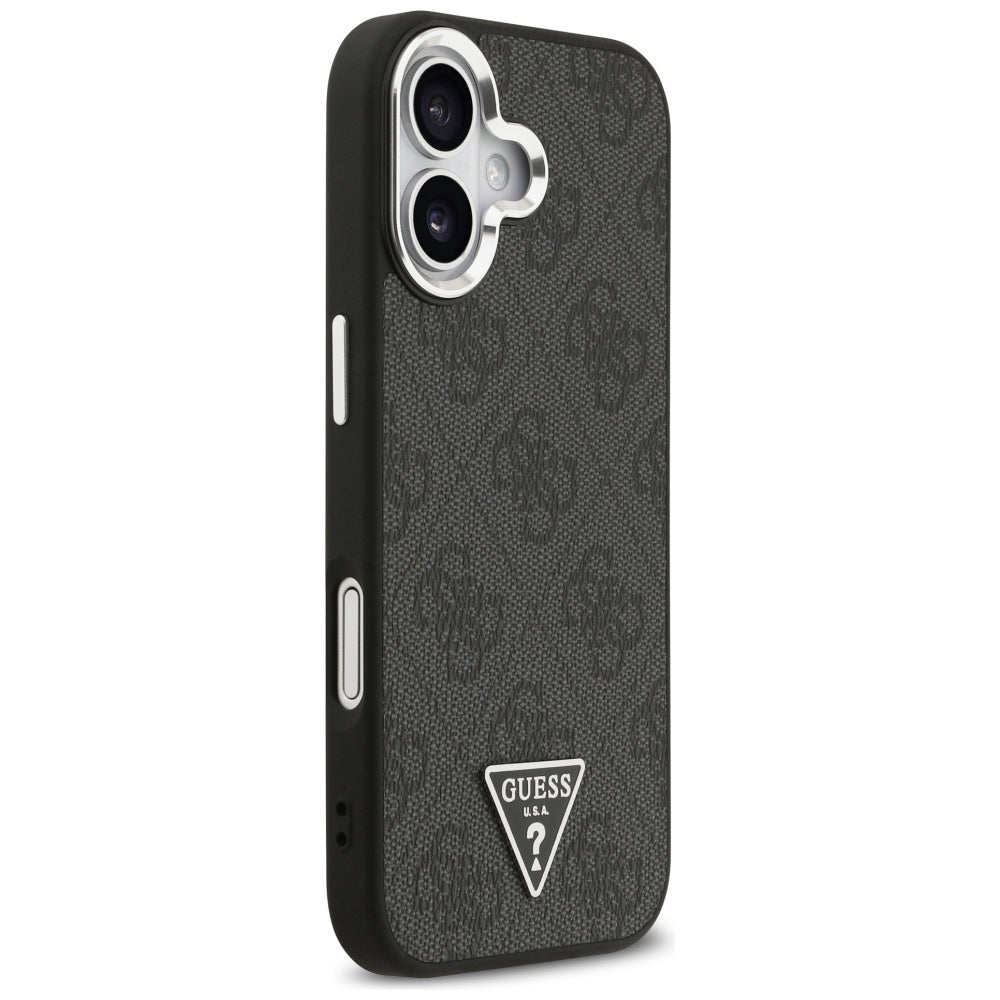MagSafe hoesje voor Apple iPhone 17, Guess, 4G Triangle Logo, Zwart Zilver