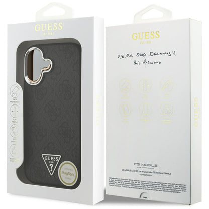 MagSafe hoesje voor Apple iPhone 17, Guess, 4G Triangle Logo, Zwart Zilver